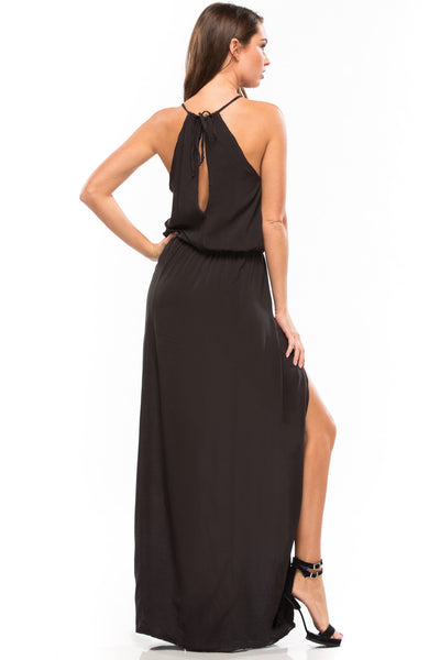 Double Slit Maxi Dress S / Black
