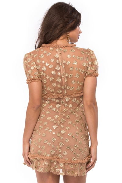golden garden tulle mini dress For Love & Lemons Women's Golden Garden Tulle Mini Dress - Gold - S