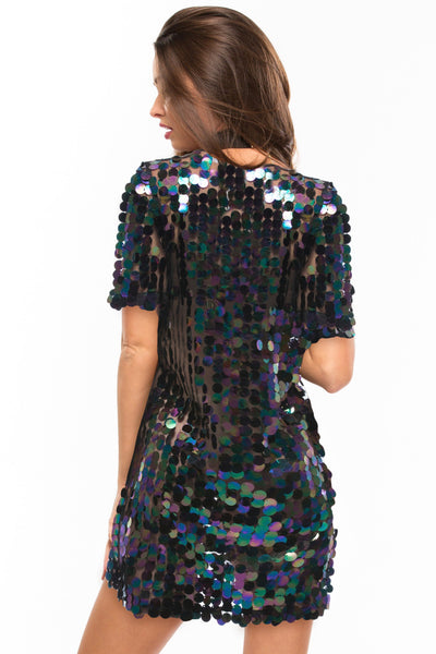 funky sequin dress Holographic Sequin Mini Dress, Birthday Party Dress, Sequins Sparkly,  Festival Wear, Austin Powers Outfit, Homecoming Dress, Purple Dress