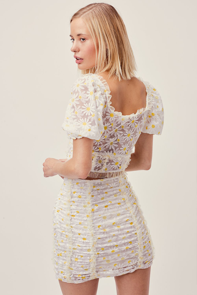 brulee daisy mini dress For Love & Lemons Brulee Daisy Mini Dress in Daisy
