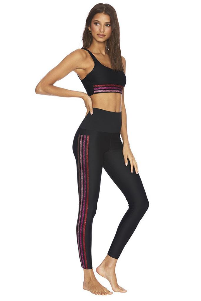 Beach Riot Jade Side Stripe Athletic Leggings Black Women s S