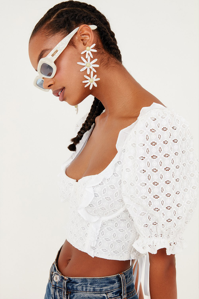 Sand Dollar Lace-up Top