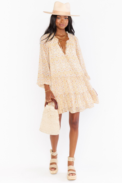 show me your mumu birdie mini dress Show Me Your Mumu Birdie Ruffle Cold Shoulder Floral Mini Dress Size S