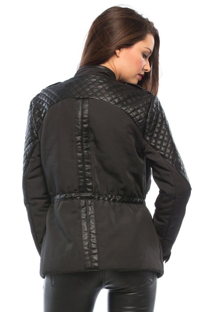 Quilted Faux Leather Coat